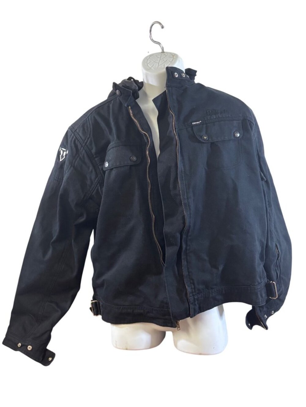 Bull-It Mens Black Armored Jacket 3XL With Hood & CE Protection